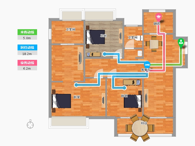 江苏省-苏州市-鲁能公馆6栋17栋1栋,13栋G1户型124m²-99.00-户型库-动静线