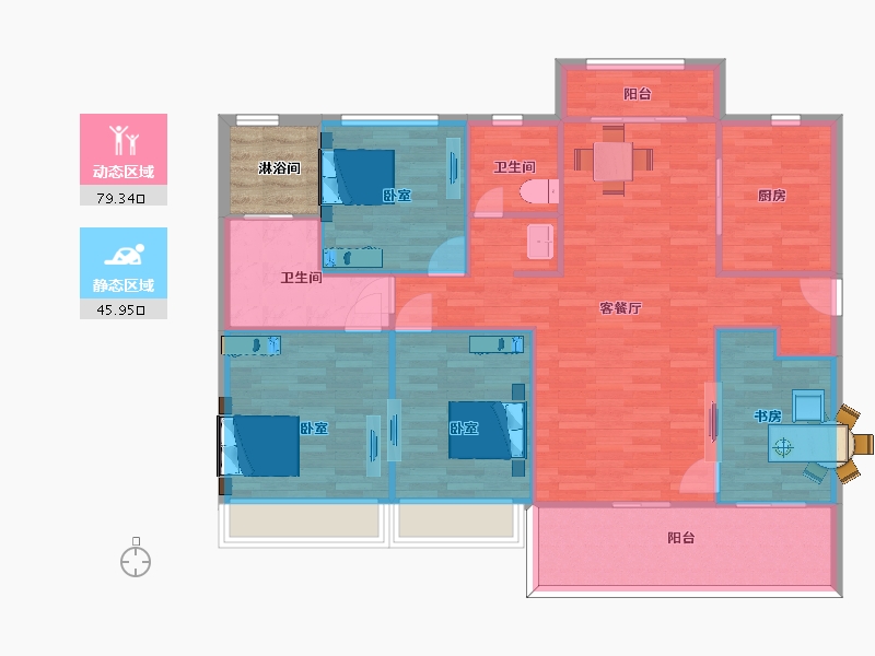 江苏省-苏州市-首开如院D2户型149m²-118.99-户型库-动静分区