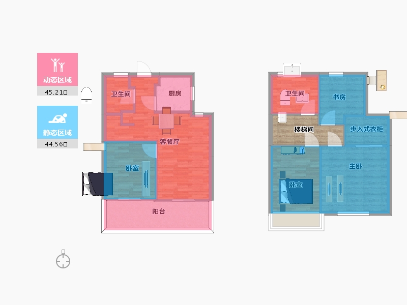 江苏省-苏州市-首开如院B户型107m²-85.89-户型库-动静分区