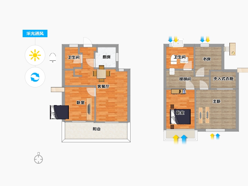 江苏省-苏州市-首开如院B户型107m²-85.89-户型库-采光通风