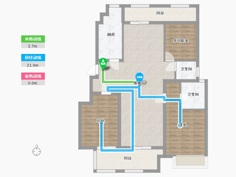 江苏省-苏州市-金辉正荣花漫四季E户型120m²-98.12-户型库-动静线