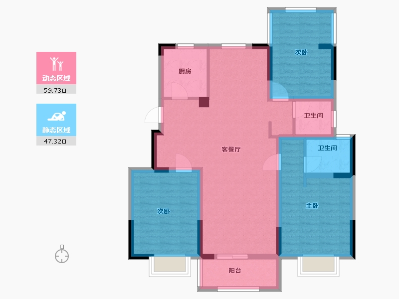 江苏省-苏州市-奥园观湖悦府6,7,10栋A6户型118m²-95.25-户型库-动静分区