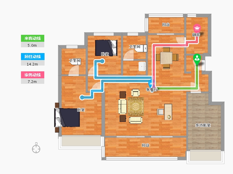 江苏省-苏州市-新力云语铂园豁达11,20栋123m²-97.99-户型库-动静线