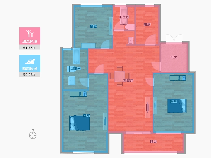 江苏省-苏州市-宝韵铂宫1-C户型140m²-111.12-户型库-动静分区