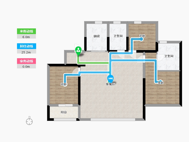 江苏省-苏州市-中铁诺德国礼10栋B户型130m²-104.13-户型库-动静线