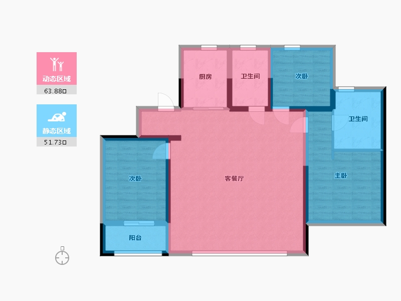 江苏省-苏州市-中铁诺德国礼10栋B户型130m²-104.13-户型库-动静分区