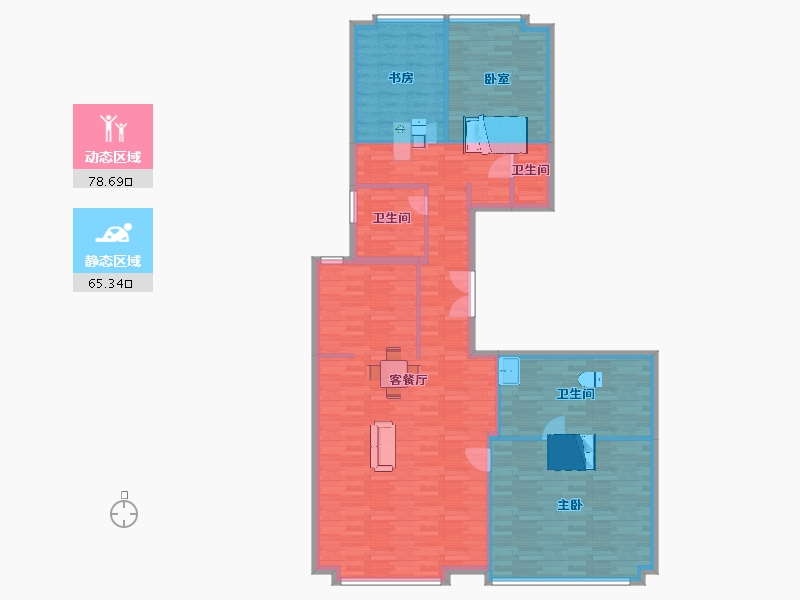 山东省-青岛市-万科翡翠长江3号楼165m²-132.55-户型库-动静分区