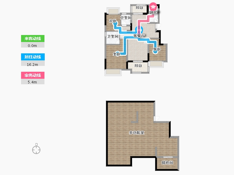 江苏省-苏州市-新力云语铂园18栋193m²-153.82-户型库-动静线