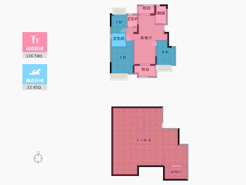 江苏省-苏州市-新力云语铂园18栋193m²-153.82-户型库-动静分区