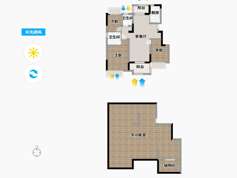 江苏省-苏州市-新力云语铂园18栋193m²-153.82-户型库-采光通风