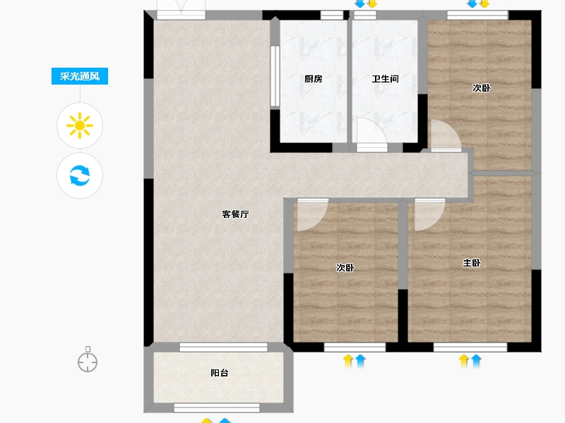 黑龙江省-哈尔滨市-保利天悦一期-83.20-户型库-采光通风