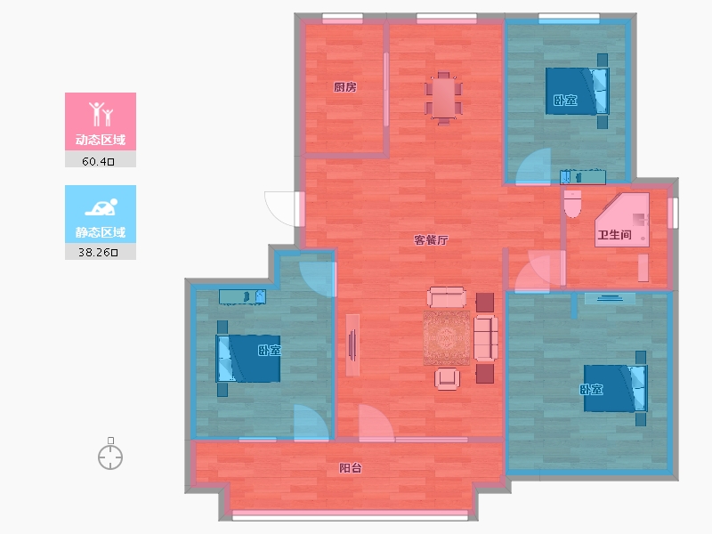 山东省-青岛市-海信珠山小镇洋房二期21号楼113㎡-90.40-户型库-动静分区