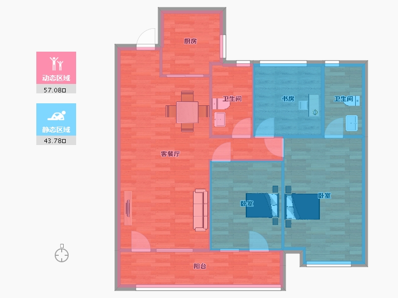 山东省-青岛市-西海岸碧桂园翡翠湾1，2，3，6，7号楼115㎡-92.18-户型库-动静分区