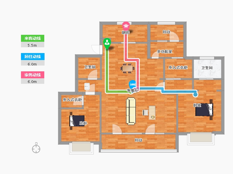 山东省-青岛市-未来星城7号楼130m²-103.99-户型库-动静线