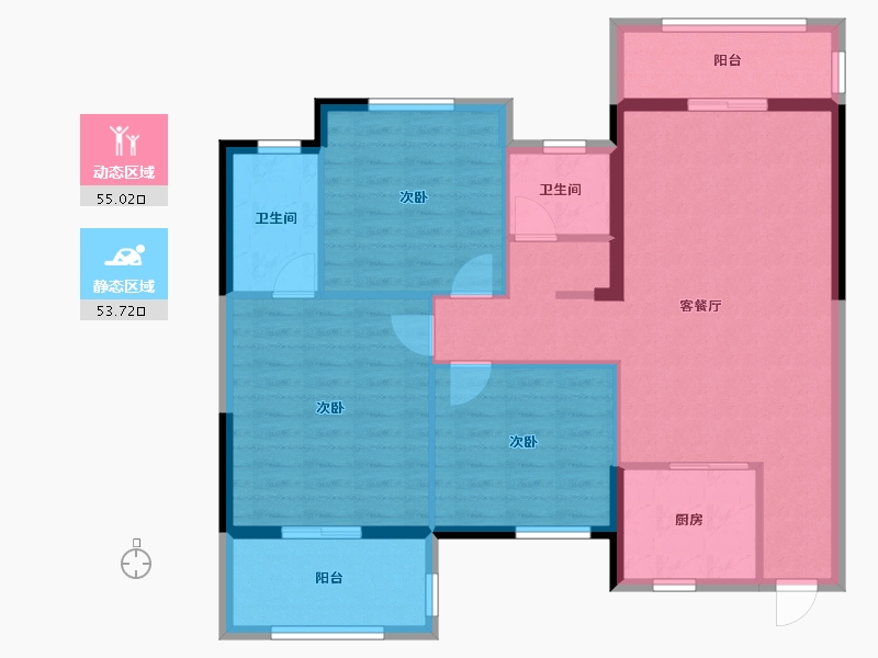 湖北省-仙桃市-清华园-98.27-户型库-动静分区