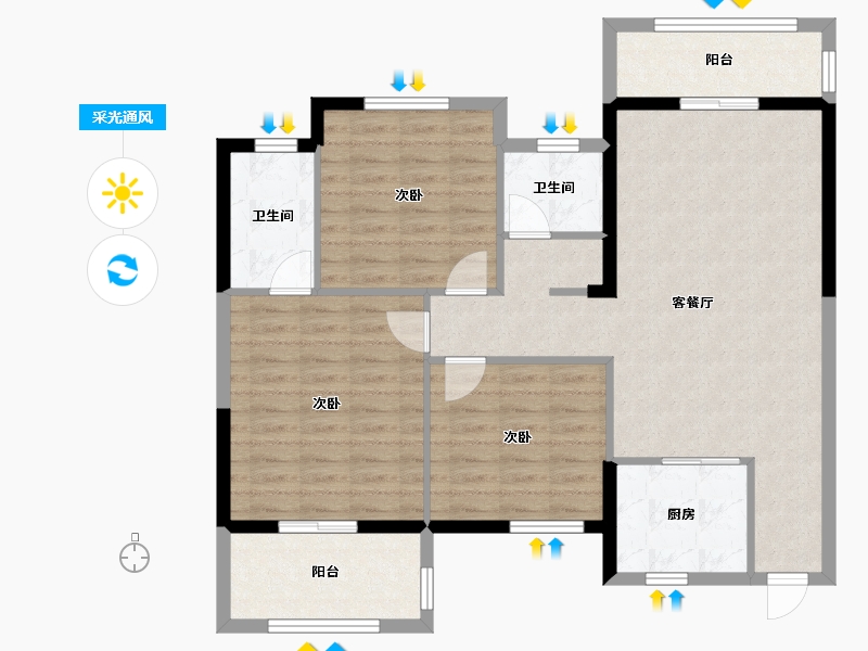 湖北省-仙桃市-清华园-98.27-户型库-采光通风