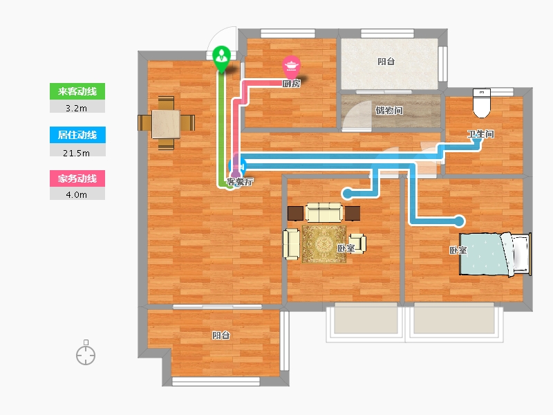 江苏省-苏州市-龙湖大境天成1,11栋90㎡-71.99-户型库-动静线