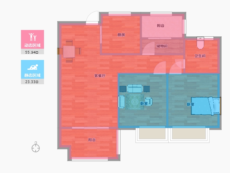 江苏省-苏州市-龙湖大境天成1,11栋90㎡-71.99-户型库-动静分区