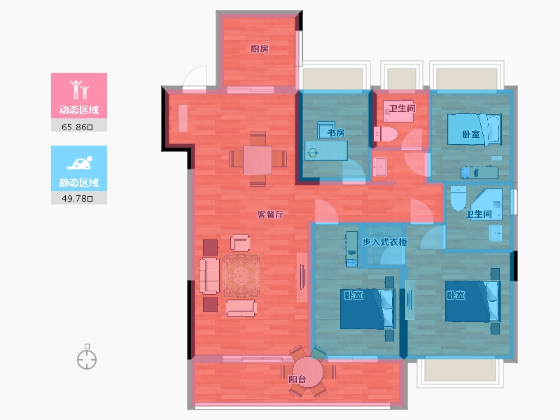 江苏省-南京市-玄武映园A2130㎡-103.59-户型库-动静分区