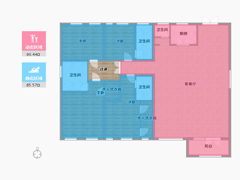 江苏省-南京市-长发都市诸公17幢,18幢,24幢207m²-165.01-户型库-动静分区