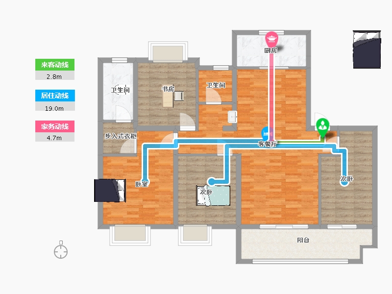 江苏省-苏州市-印江南花园10,8,9栋140m²-112.00-户型库-动静线