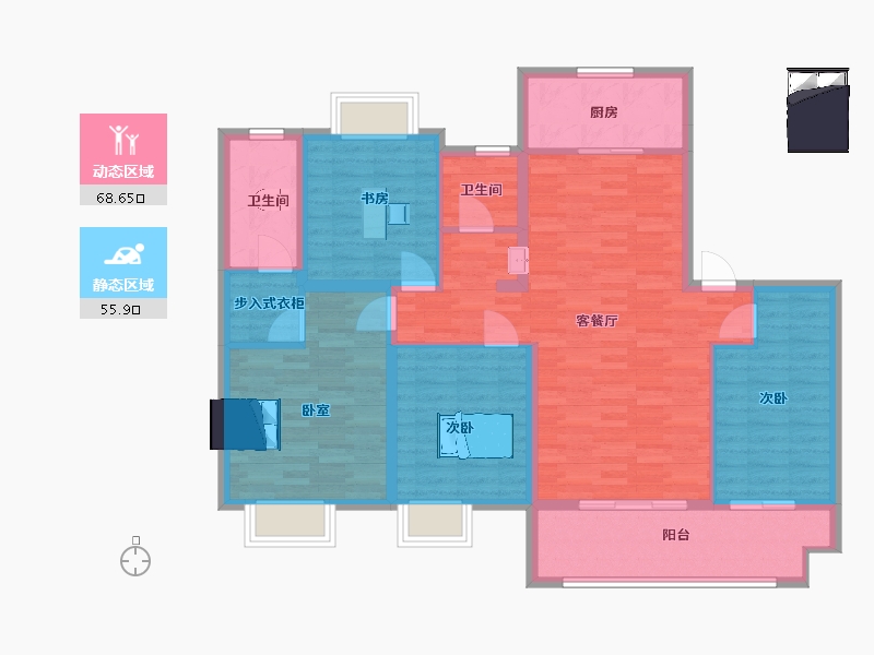 江苏省-苏州市-印江南花园10,8,9栋140m²-112.00-户型库-动静分区