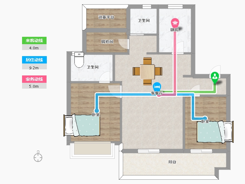 江苏省-苏州市-碧桂园伴山澜湾雅苑潮生7,25,28栋93-77.07-户型库-动静线