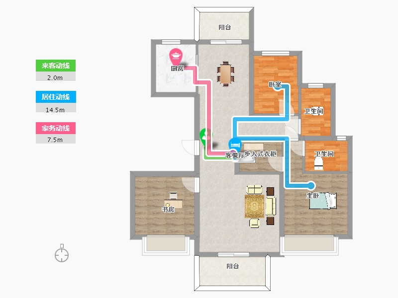 江苏省-苏州市-佳兆业和光雅院观楠户型10,11栋117m²-94.00-户型库-动静线