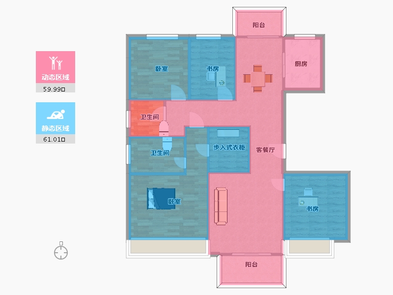 江苏省-苏州市-佳兆业和光雅院吟枫10,11栋137m²-110.00-户型库-动静分区