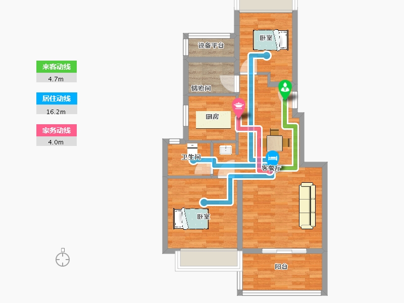 江苏省-苏州市-碧桂园伴山澜湾雅苑斑斓7,14,19栋83-67.94-户型库-动静线