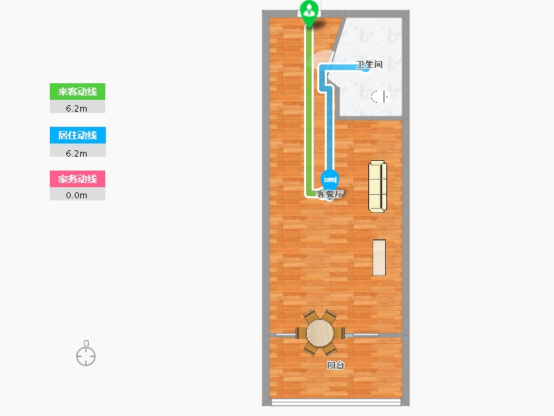 江苏省-苏州市-苏州御玲珑19号楼标准层A1户型75m²-60.10-户型库-动静线