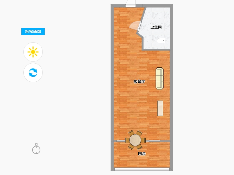 江苏省-苏州市-苏州御玲珑19号楼标准层A1户型75m²-60.10-户型库-采光通风