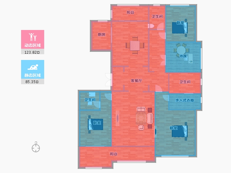 江苏省-苏州市-石湖天玺B户型天阙243m²-194.20-户型库-动静分区