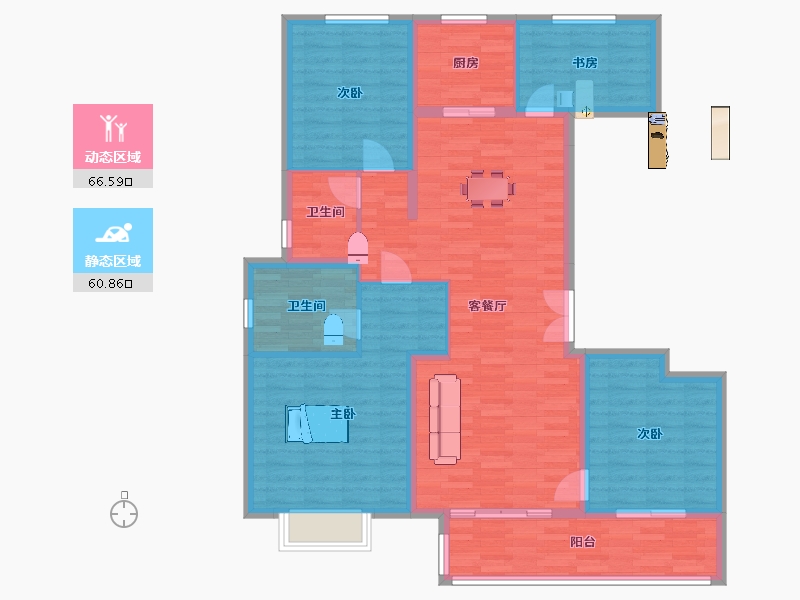 江苏省-南京市-葛洲坝阳光城鼓印蘭园3幢C2户型144m²-115.00-户型库-动静分区