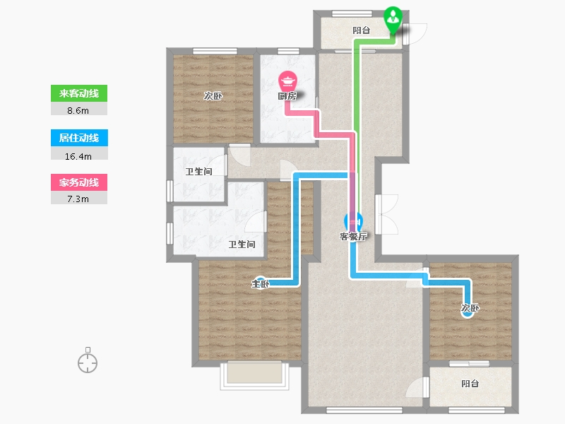 江苏省-南京市-河西金茂府珑园2幢140m²-112.01-户型库-动静线