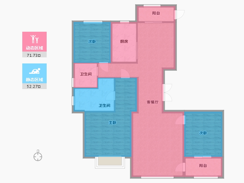 江苏省-南京市-河西金茂府珑园2幢140m²-112.01-户型库-动静分区