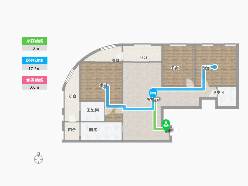 江苏省-南京市-青奥村F1户型153m²-122.25-户型库-动静线