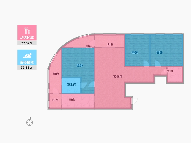 江苏省-南京市-青奥村F1户型153m²-122.25-户型库-动静分区