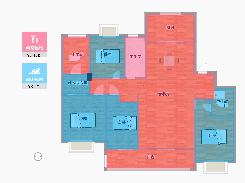 江苏省-南京市-华润置地鱼嘴润府166m²-132.99-户型库-动静分区