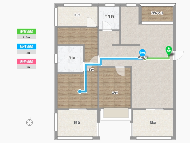 江苏省-南京市-星叶枫庭4幢,3幢A3户型117m²-93.63-户型库-动静线