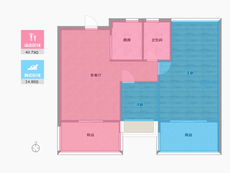 江苏省-南京市-星叶枫庭5幢A6户型86m²-68.80-户型库-动静分区