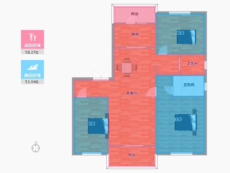 江苏省-南京市-碧桂园泊云间2,3,15,28,27,29,30,1幢125㎡-100.08-户型库-动静分区