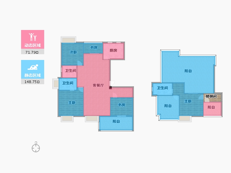 江苏省-南京市-石林云城H4户型168m²-206.05-户型库-动静分区