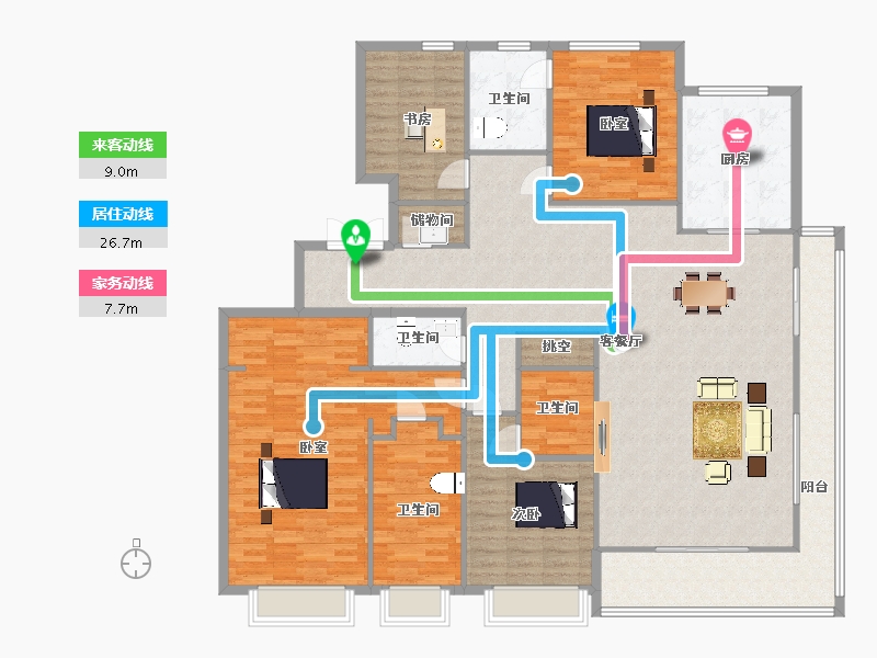 江苏省-南京市-花语江南云庭5幢240m²-192.00-户型库-动静线