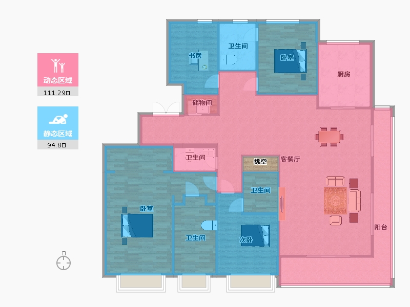 江苏省-南京市-花语江南云庭5幢240m²-192.00-户型库-动静分区