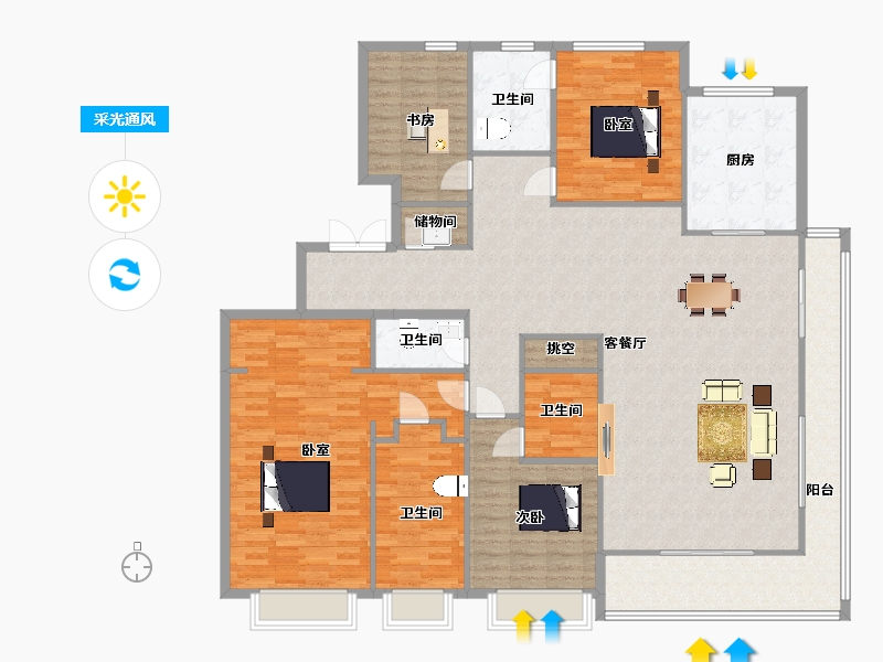 江苏省-南京市-花语江南云庭5幢240m²-192.00-户型库-采光通风