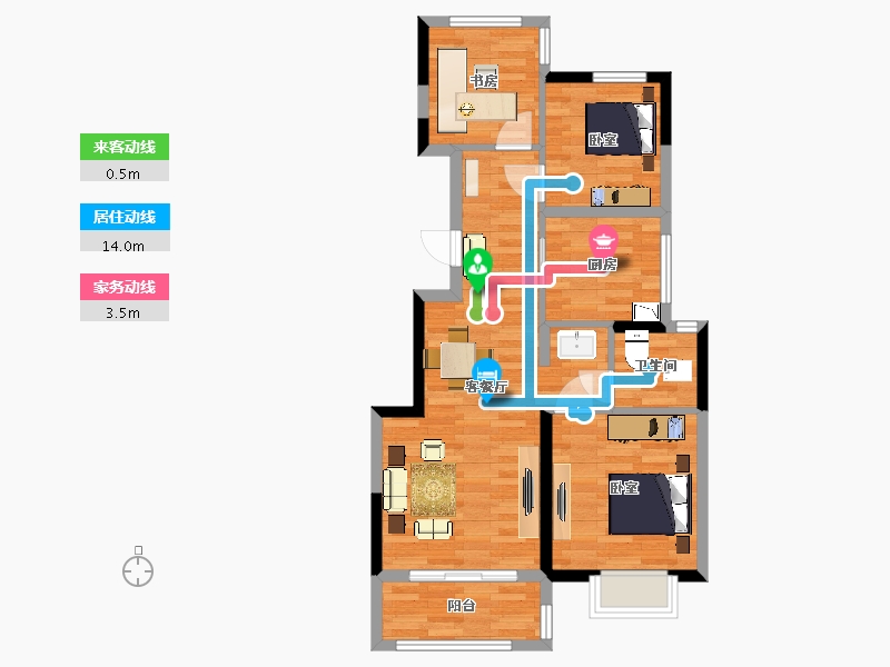 江苏省-南京市-栖霞鲁能公馆1号楼,4号楼A189m²-70.71-户型库-动静线