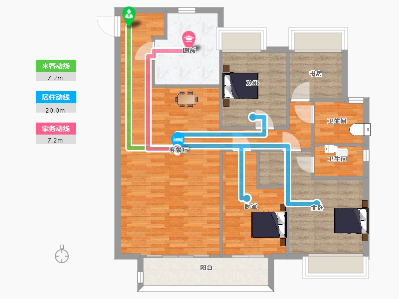 江苏省-南京市-中骏东原璟阅7幢,5幢,4幢125m²-99.99-户型库-动静线