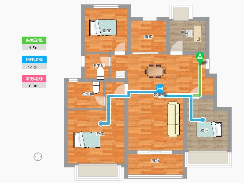 江苏省-南京市-正荣悦东府B-06B-08幢,C户型98m²-78.00-户型库-动静线