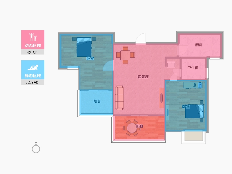 江苏省-南京市-金浦御龙湾C‘户型87m²-69.00-户型库-动静分区